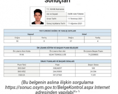  DGS Sayısal’da Türkiye 108 incisi Oldu